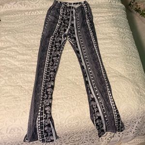 Black printed flared pants